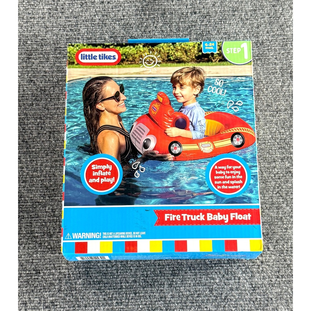 Little Tikes Fire Truck Baby Float Inflatable Pool Seat Step 1 Ages 6-24 Months